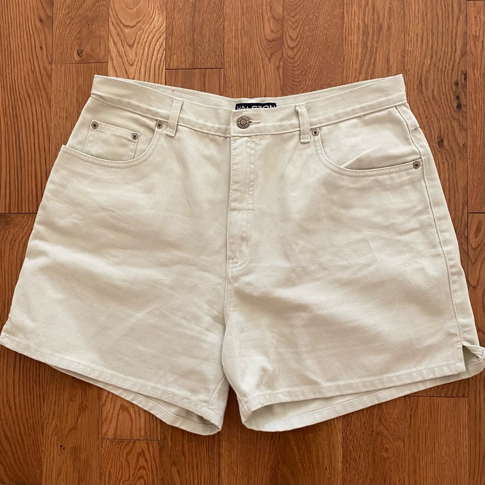 Vintage 90’s Halston Jeanswear Mom Shorts Beige Off White Size 16